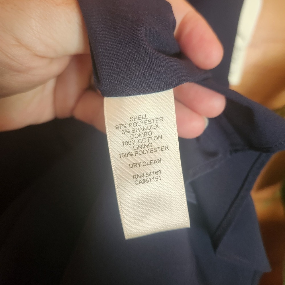 Eliza J NWT Sleeveless Ruffle Trim Fit Flare Knee Dress Navy Pleated Plus Sz 16 - Picture 8 of 11